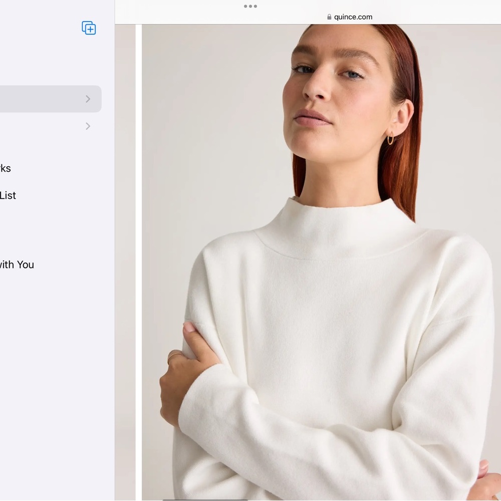 Quince White Cowl Neck Sweater